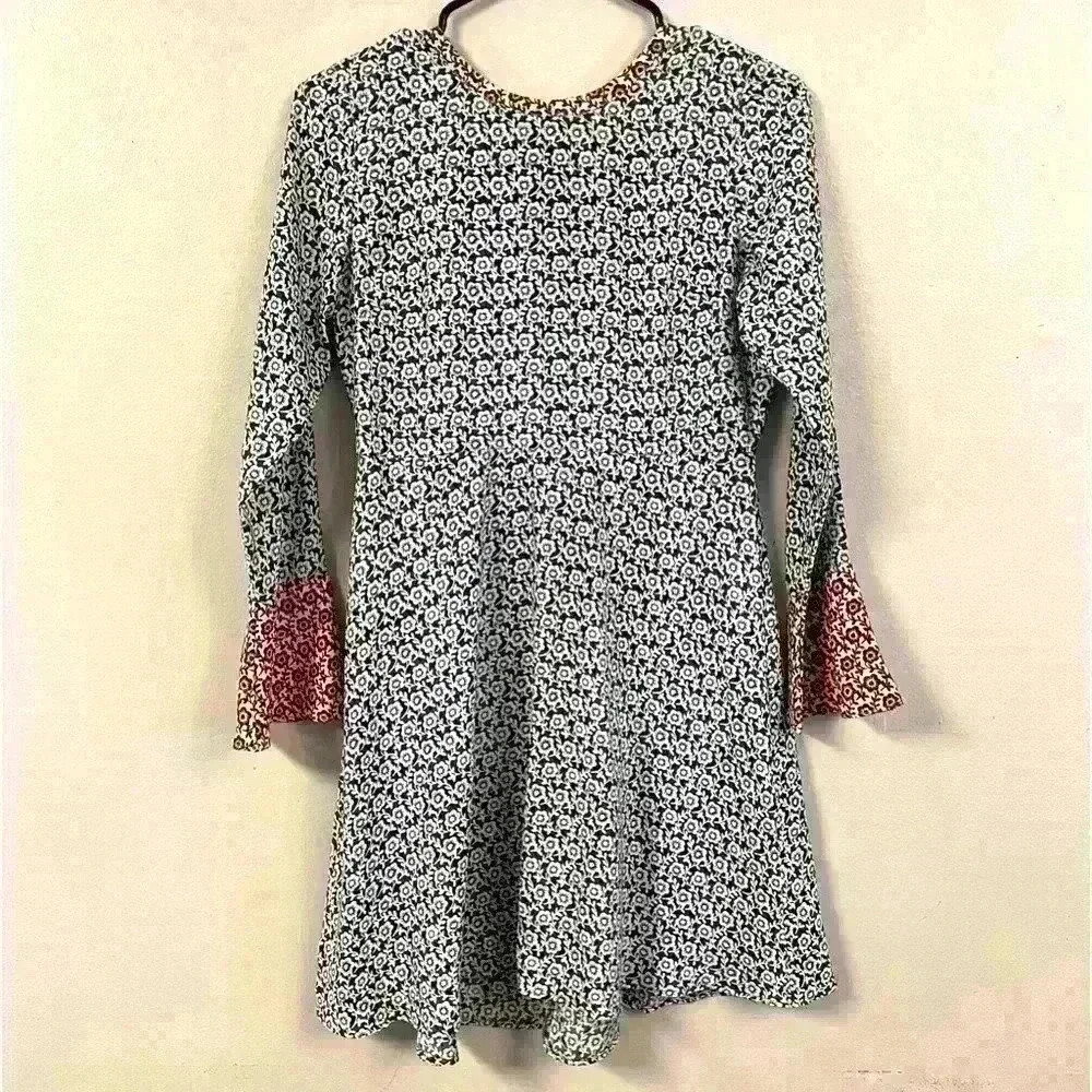 Loft two tone floral long sleeve dress petite 2